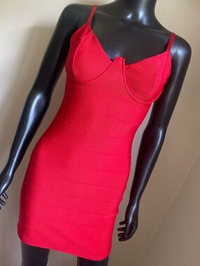 Fashion Nova Red Bustier Bodycon Mini Dress